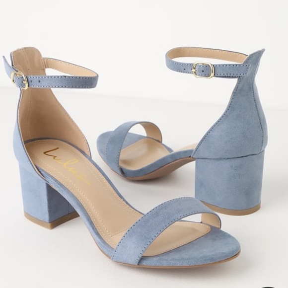 Lulu’s Harper Blue Suede Ankle Strap Heels - Picture 2 of 5